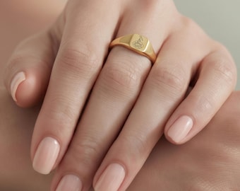 Aangepaste bloemenringen geboorte, gepersonaliseerde bloemen zegelring, bruidsmeisje cadeau voor haar, minimale goudkleurige sieraden