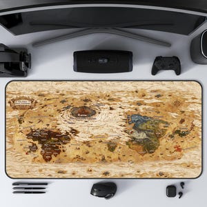 Final Fantasy World Map Mouse Pad | 3 mm Thick Gaming Desk Mat | Map of the Three Great Continents Gaming Pad