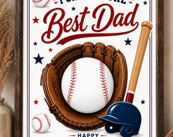 Baseball Best Dad Gift from Kids , Father’s Day Handprint  Printable, I Caught the Best Dad DIY Handprint Keepsake (DIGIATL DOWNLAOD)