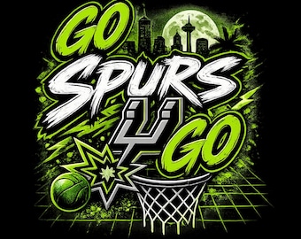 Go Spurs Go Graffiti PNG | Streetwear Basketball Graphic | Spurs Fan Shirt Design | Urban Game Day PNG | DTF Transfer File | Digital Downloa