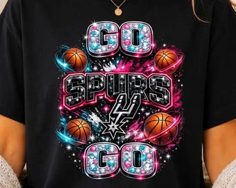 Go Spurs Go PNG, San Antonio Basketball Png,Game Day Playoff Shirt Design, Vintage Fan Graphic,Sublimation ( Digital Download )