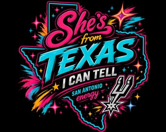 San Antonio Basketball Shirt Design, Spurs PNG, She's From Texas Spurs Fan Sublimation, Silver and Black Digital Download, Spurs DTF