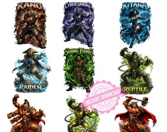 Mortal Kombat DTF Halftones,  Pack of 9 Designs | Shirts Merch | PNG (Digital Download)