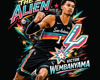 Victor Wembanyama Basketball PNG Halftone Design, Comic Graphic Tee, Go Spurs Go Sublimation ( Digital Download )