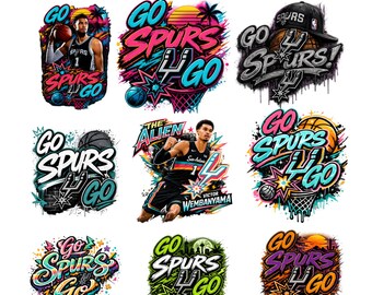 9+ Go Spurs Go PNG | Streetwear Basketball Graphic | Spurs Fan Shirt Design | Urban Game Day PNG | DTF Transfer File | Digital Down
