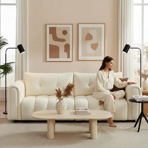 Luxury Bounce Cloud Couch Rolled Arm Sofa Mid Century Modern Upholstered Sofa