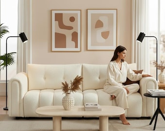 Luxury Bounce Cloud Couch Rolled Arm Sofa Mid Century Modern Upholstered Sofa