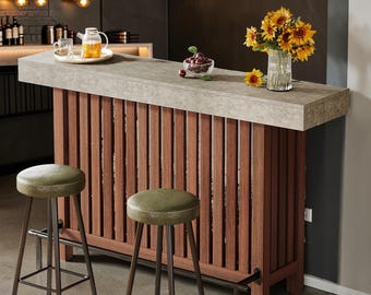 Minimalist Bar Cabinet 63 Inch Modern Home Pub Table Coffee Bar Storage