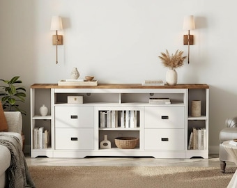 Luxury Wood TV Stand 3-in-1 Media Console for 85 Inch TV