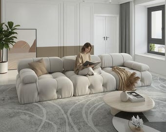 Minimalist Luxury 104” Modular Velvet Sectional Sofa