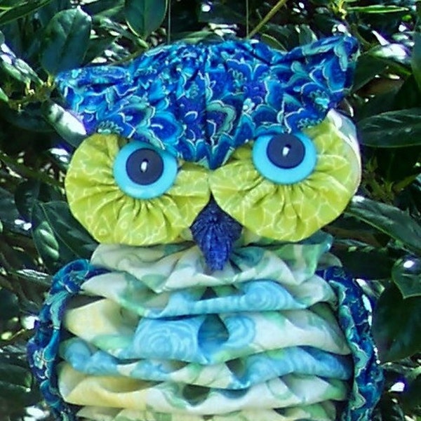 Fabric Yo-Yo Owl Pattern -- DIGITAAL OM TE DOWNLOADEN