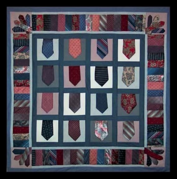 Necktie Quilt Pattern for Quilted Wall Hanging. Memory Quilt. Retirement Gift. Gift for Dad.  Father's Day. Masculine. Man Quilt. Saved Ties
