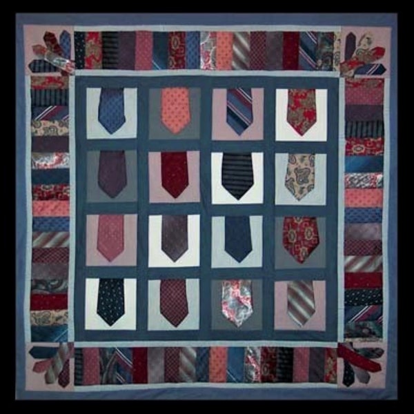 Necktie Quilt Pattern for Quilted Wall Hanging. Memory Quilt. Retirement Gift. Gift for Dad.  Father's Day. Masculine. Man Quilt. Saved Ties