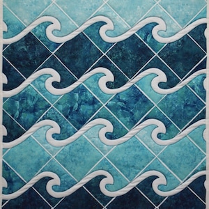 Ocean Waves Pattern. Sea. Water. Fun in the Sun. Wall Hanging. Summer. Spring Break. Gradations. Vacation. Surfing. Deep Sea. Shades of Blue