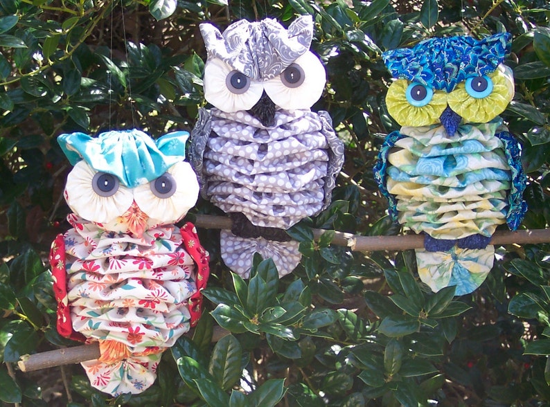 Fabric Yo-Yo Owl Pattern DIGITAL FOR DOWNLOAD image 2