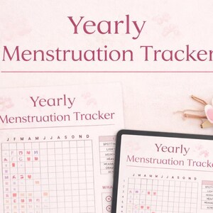 Suivi des menstruations annuelles imprimable | Journal de période | Agenda mensuel | suiveur de cycle | Calendrier des saignements (téléchargement numérique)