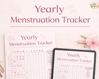 Calendario menstrual anual imprimible / Registro del período / Planificador mensual del período / Seguimiento del ciclo / Calendario de sangrado (Descarga digital)