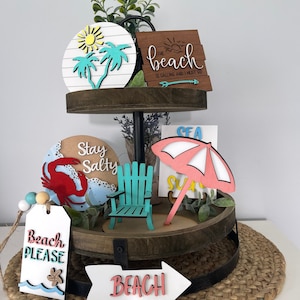 Summer Beach Tier Tray Decor, Beach Decor, Beach Please, Stay Salty, Mini Signs, Beach Theme, Beach House