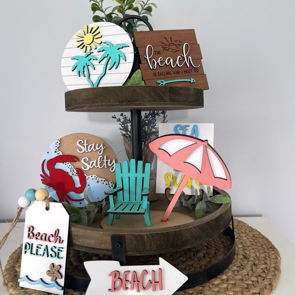 Summer Beach Tier Tray Decor, Beach Decor, Beach Please, Stay Salty, Mini Signs, Beach Theme, Beach House