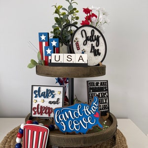 Patriotic Tier Tray, July 4th Tier Tray Decor, Summer Decor , America Signs, American Flag, USA, Home Decor