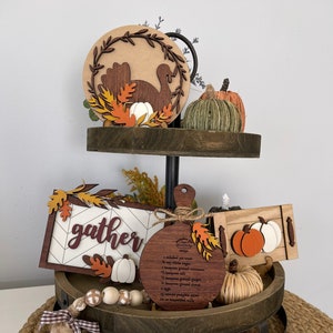 Thanksgiving Tier Tray Decor, Fall Decor, Turkey Tier Tray, Fall Signs, Pumpkin Tier Tray, Autumn Decor, Tier Tray Decor, Home Decor