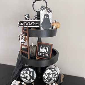 Halloween Tier Tray Decor, Spooky Tier Tray, Ghost Decor, Fall Decor, Pumpkin Tier Tray, Tier Tray Decor, Mini Signs, Boo Crew, Home Decor