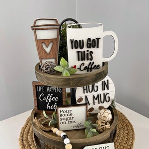 Coffee Tier Tray, Coffee Tier Tray Signs, Coffee Shop Decor, Tier Tray Decor, Farmhouse Decor, Mini Signs, Home Decor