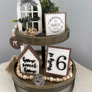 Home Sweet Home Decorative Tier Tray, Family Tier Tray, Personalized Tier Tray, Farmhouse Tier Tray, Home Decor