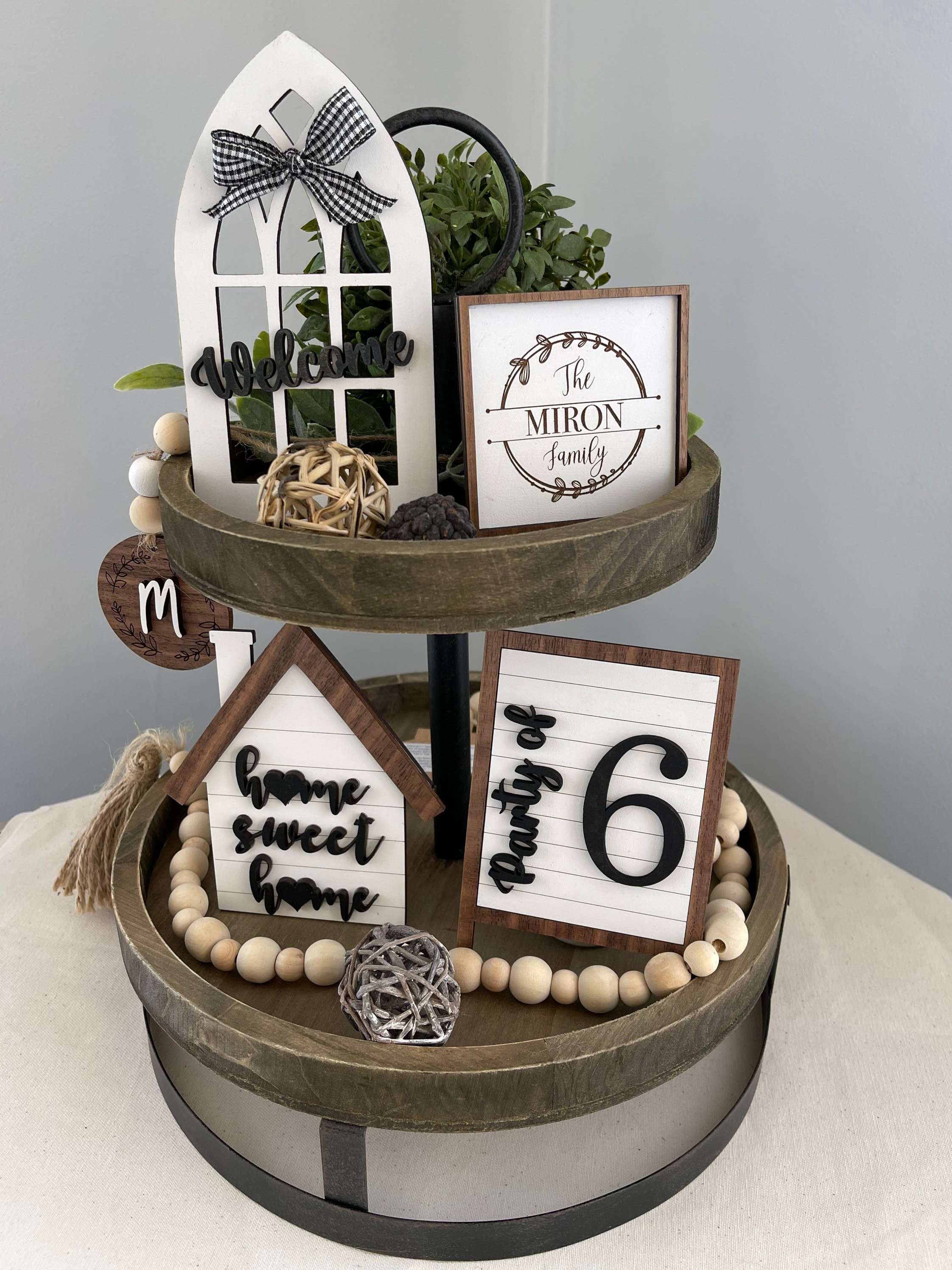 Home Sweet Home Decorative Tier Tray, Family Tier Tray, Personalized