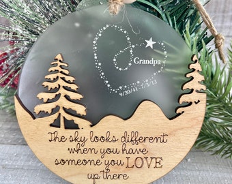 Personalized Memorial Ornament,  Memorial Ornament, The sky looks different when you have someone you love up there, 2024 Christmas Ornament