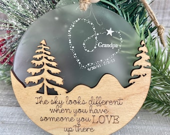 Personalized Memorial Ornament,  Memorial Ornament, The sky looks different when you have someone you love up there, 2024 Christmas Ornament