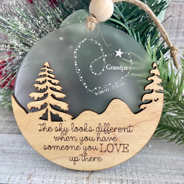 Personalized Memorial Ornament,  Memorial Ornament, The sky looks different when you have someone you love up there, 2024 Christmas Ornament