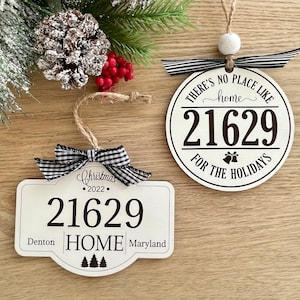 Zip code Ornament, City and State Ornament, Christmas Ornament, Military, New home, Housewarming Gift