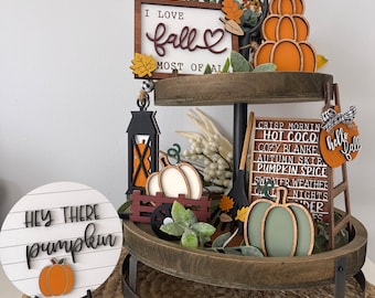 Fall Tier Tray Decor, Fall Decor, Thanksgiving Tier Tray, Fall Signs, Pumpkin Tier Tray, Autumn Decor, Tier Tray Decor