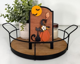 Halloween Interchangeable Sign Insert, Fall Mini Sign, Seasonal Wooden Sign Insert, Farmhouse Decor