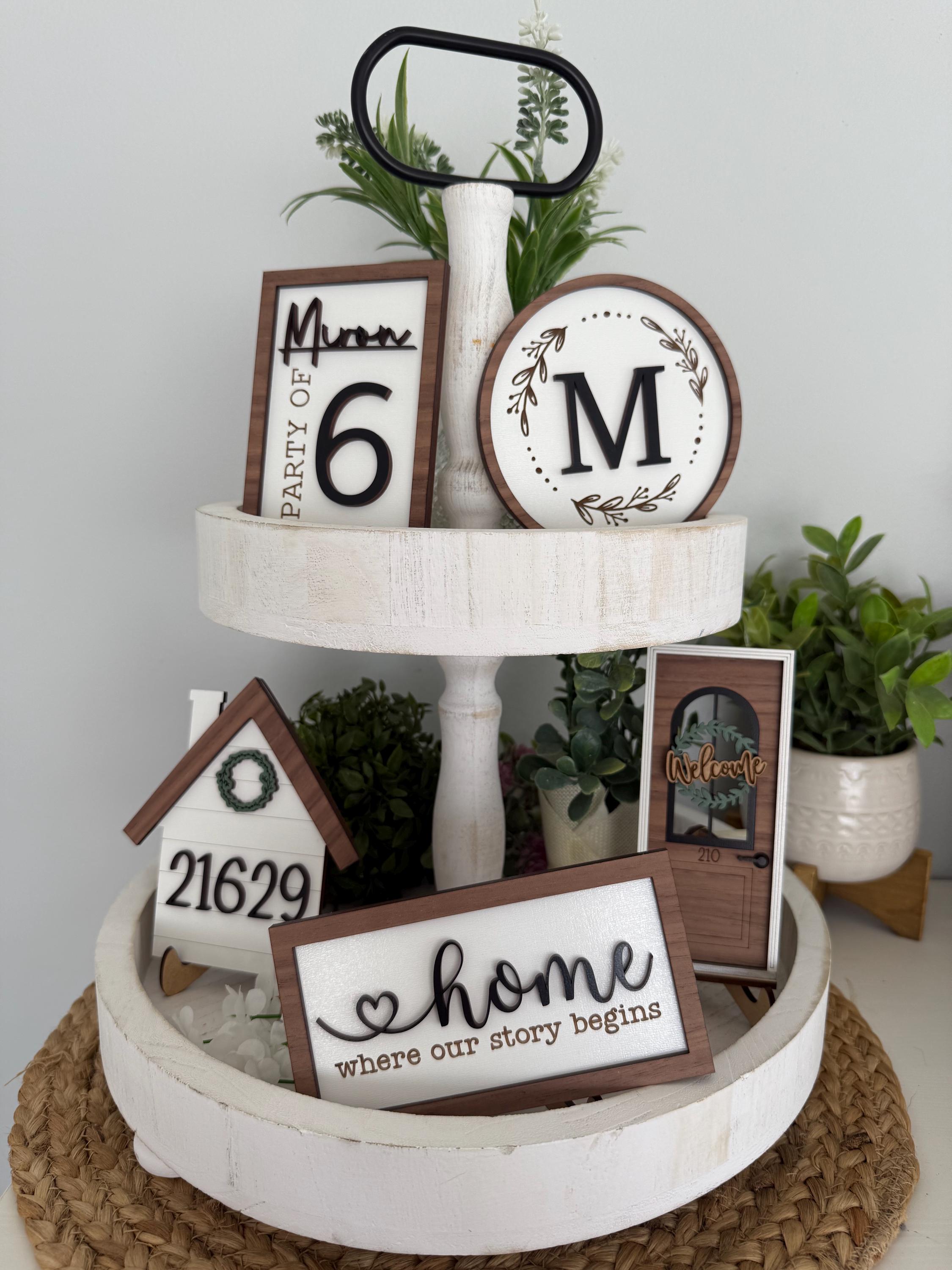 Tier Signs Personalized Family Tier Tray Signs: Farmhouse Decor Set - Etsy