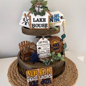 Lake Tier Tray Decor, Lake Decor, Summer Lake House, Mini Signs, Lake Theme, Lake House, Home Decor