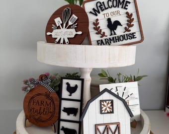 Farmhouse Tier Tray, Tier Tray Decor, Personalized Signs, Farmhouse Decor, Kitchen Signs, Mini Signs, Home Decor, Farm to Table