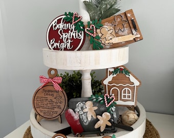 Gingerbread Tier Tray Decor, Christmas Decor, Gingerbread House, Gingerbread Cookies, Tier Tray Decor, Christmas Tier Tray, Home Decor