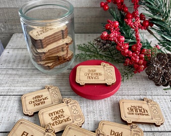 Adult Christmas Movie Tokens, Christmas Jar, Christmas Tokens, Movie tokens, Count Down to Christmas