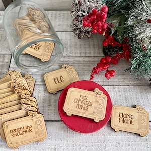 Kerstfilmtokens voor kinderen, kerstpot, kerstfiches, filmfiches, aftellen tot kerst