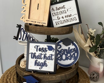 Personalized Graduation Tier Tray Decor, Senior 2026, Photo Frame