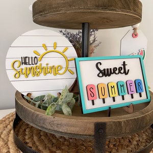 Summer Tier Tray Decor, Summer Decor, Summer Time, Hello Sunshine, Seasonal Decor image 5