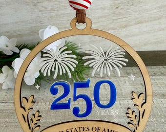 USA 250th Anniversary Ornament | America 1776–2026 | Patriotic Keepsake | July 4th Decor