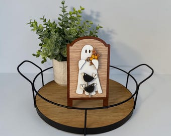 Ghost Interchangeable Sign Insert, Halloween Mini Sign, Seasonal Wooden Sign Insert, Farmhouse Decor