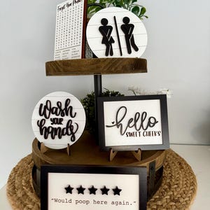 Bathroom Tier Tray, Bathroom Signs, Mini Signs, Tier Tray Decor, Farmhouse Decor, Mini Signs, Home Decor