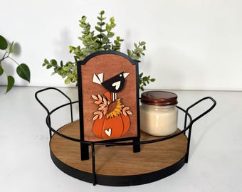 Fall Pumpkin Interchangeable Sign Insert, Fall Mini Sign, Seasonal Wooden Sign Insert, Farmhouse Decor