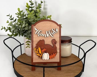 Thanksgiving Interchangeable Sign Insert, Fall Mini Sign, Seasonal Wooden Sign, Farmhouse Decor