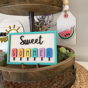 Summer Tier Tray Decor, Summer Decor, Summer Time, Hello Sunshine, Seasonal Decor image 4