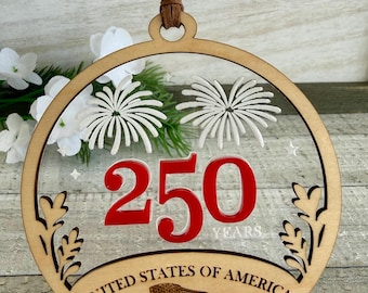 USA 250th Anniversary Ornament | America 1776–2026 | Patriotic Keepsake | July 4th Decor